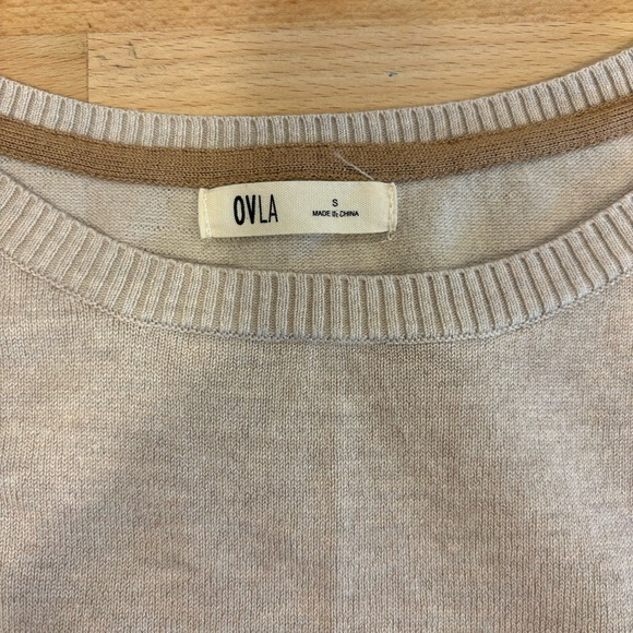 Ovla By Olive & Vine Cream Short Sleeve Sweater Small - Picture 4 of 5